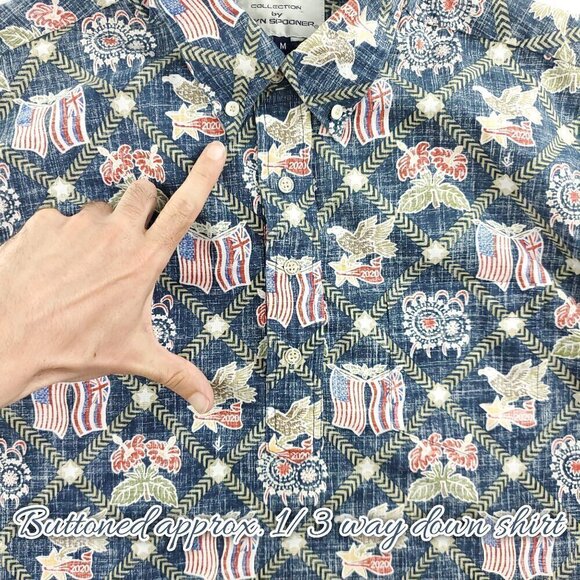 Reyn Spooner Dietrich Varez Flags American Hawaiian Shirt Summer 2020 Medium NWT - Picture 9 of 13